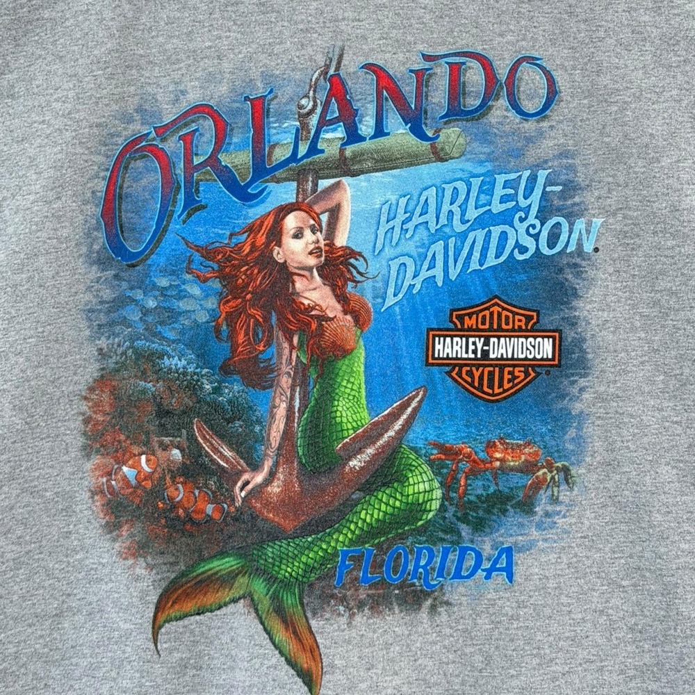 Harley-Davidson Shirt 4XL Gray Orlando Mermaid Graphic Florida Biker‎ Tee